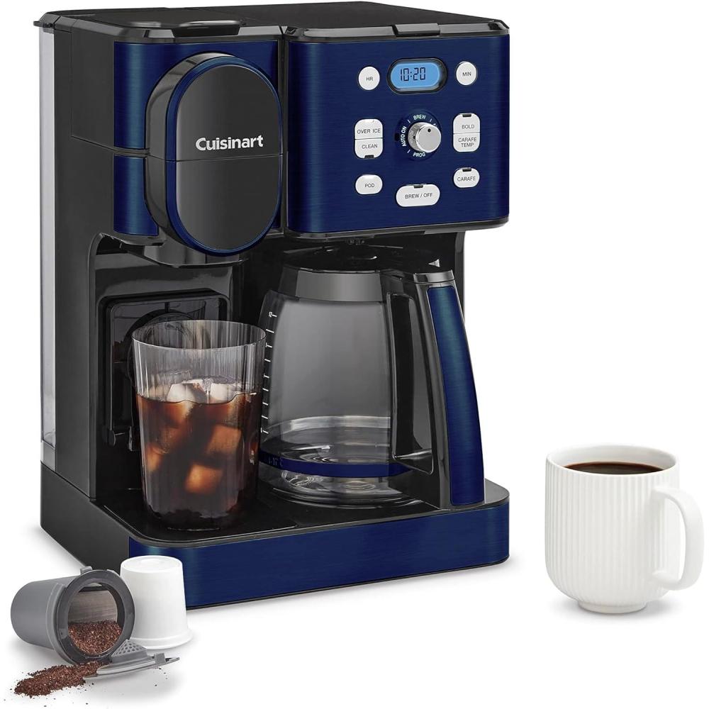 imageCuisinart 12Cup Coffee Maker SingleServe Brewer Glass Carafe Automatic Hot amp Iced Coffee Machine Brew Strength Control and Brew Pause SS16 Stainless SteelNavy Blue
