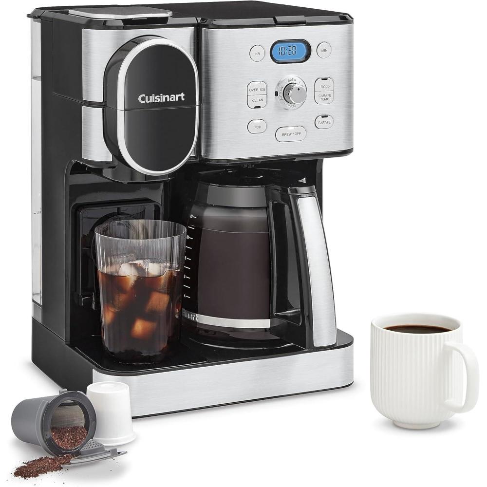 imageCuisinart 12Cup Coffee Maker SingleServe Brewer Glass Carafe Automatic Hot amp Iced Coffee Machine Brew Strength Control and Brew Pause SS16 Stainless SteelStainless Steel