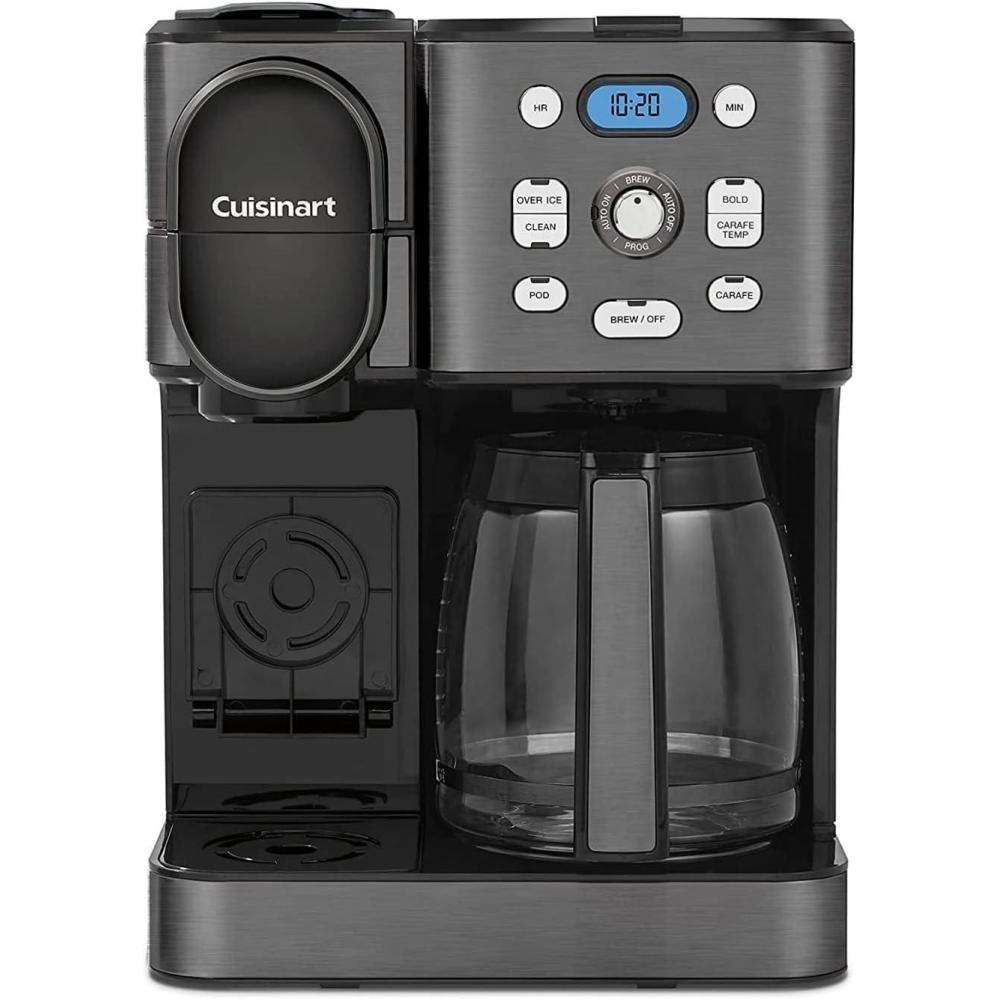 imageCuisinart 12Cup Coffee Maker SingleServe Brewer Glass Carafe Automatic Hot amp Iced Coffee Machine Brew Strength Control and Brew Pause SS16 Stainless SteelBlack Stainless Steel
