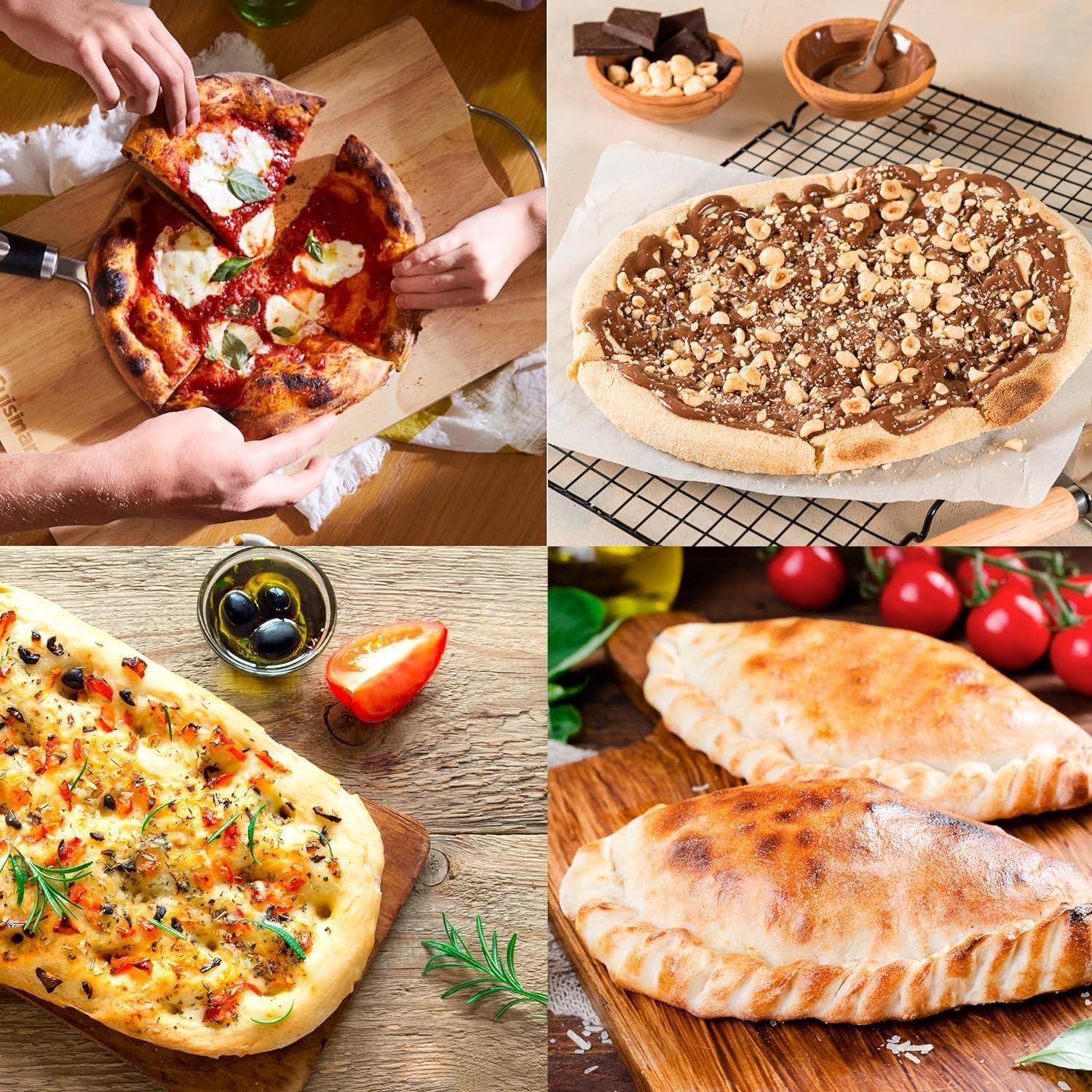 imageCuisinart Indoor Pizza Oven Bakes 12 Pizzas in Minutes Countertop Electric Pizza Oven Heats up to 700F Large Viewing Window Interior Light Includes 125 Pizza Stone CPZ120 Stainless SteelBlack Stainless Steel