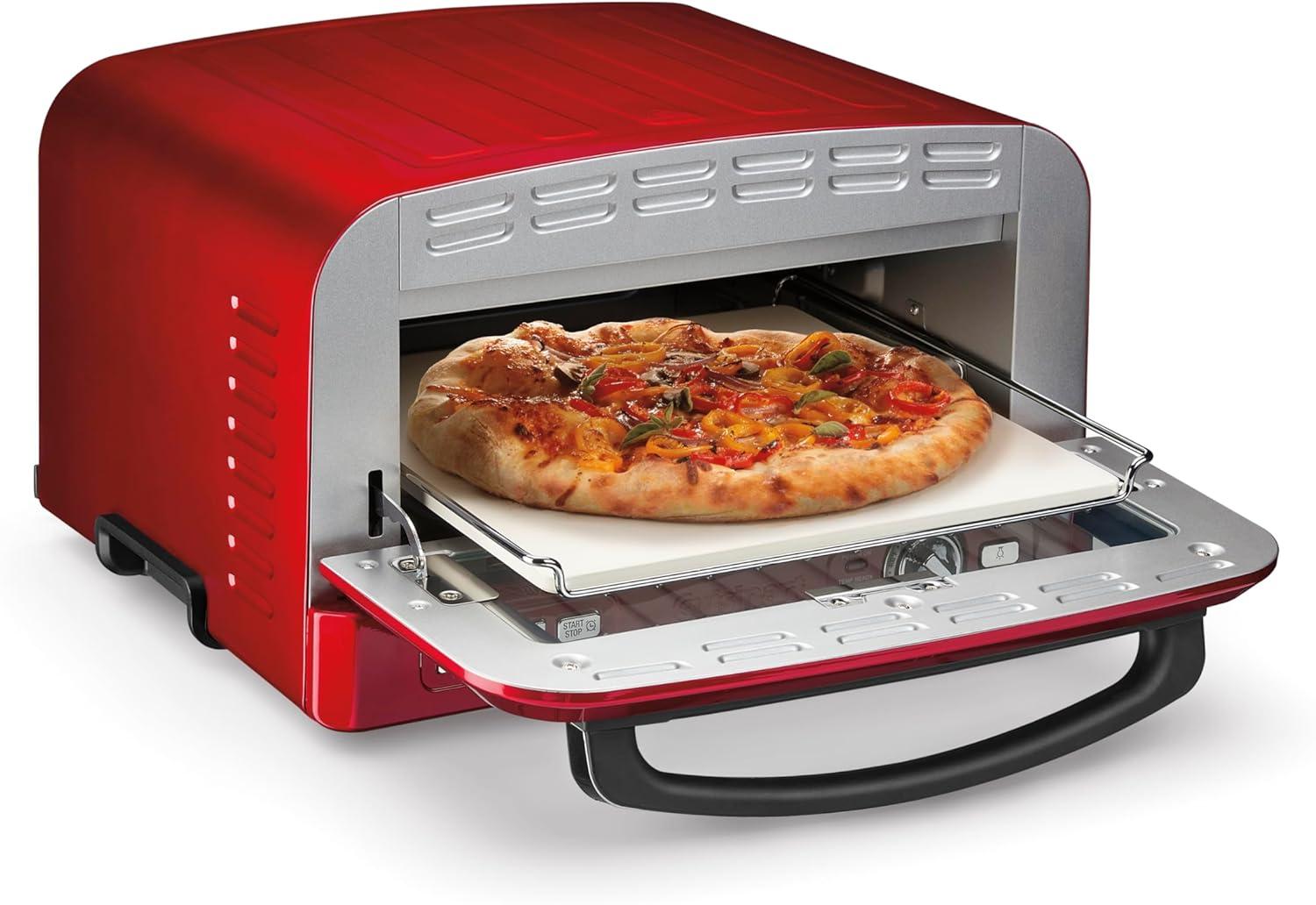 imageCuisinart Indoor Pizza Oven Bakes 12 Pizzas in Minutes Countertop Electric Pizza Oven Heats up to 700F Large Viewing Window Interior Light Includes 125 Pizza Stone CPZ120 Stainless SteelBrick Red