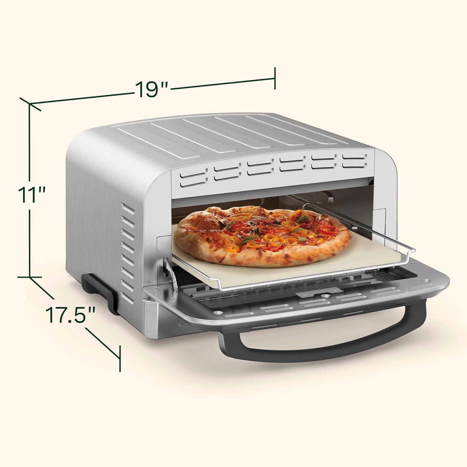 imageCuisinart Indoor Pizza Oven Bakes 12 Pizzas in Minutes Countertop Electric Pizza Oven Heats up to 700F Large Viewing Window Interior Light Includes 125 Pizza Stone CPZ120 Stainless SteelStainless Steel