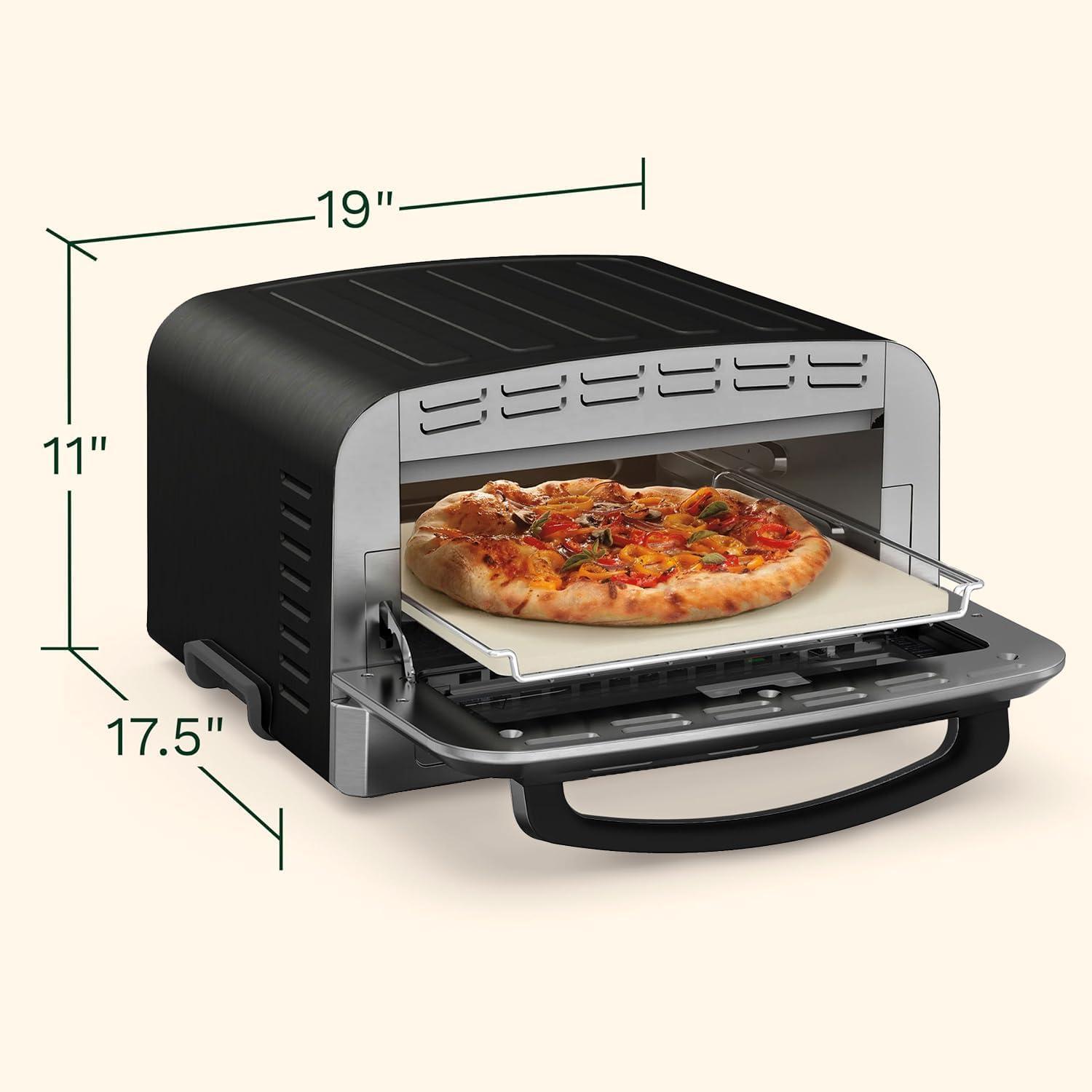 imageCuisinart Indoor Pizza Oven Bakes 12 Pizzas in Minutes Countertop Electric Pizza Oven Heats up to 700F Large Viewing Window Interior Light Includes 125 Pizza Stone CPZ120 Stainless SteelBlack Stainless Steel