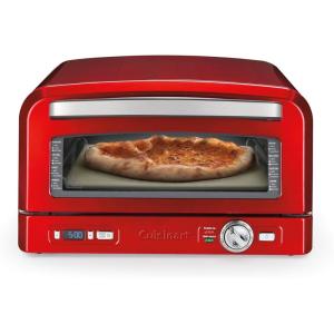 Cuisinart Indoor Pizza Oven, Bakes 12″ Pizzas in Minutes, Countertop Electric Pizza Oven Heats up to 700°F, Large Viewing Window, Interior Light, Includes 12.5″ Pizza Stone, CPZ-120, Stainless Steel(Brick Red)