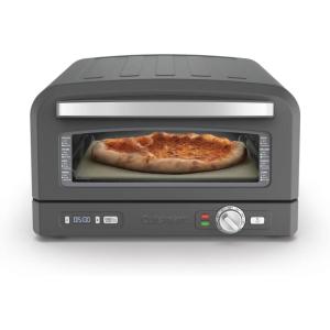 Cuisinart Indoor Pizza Oven, Bakes 12″ Pizzas in Minutes, Countertop Electric Pizza Oven Heats up to 700°F, Large Viewing Window, Interior Light, Includes 12.5″ Pizza Stone, CPZ-120, Stainless Steel(Matte Black)
