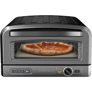 Cuisinart Indoor Pizza Oven, Bakes 12″ Pizzas in Minutes, Countertop Electric Pizza Oven Heats up to 700°F, Large Viewing Window, Interior Light, Includes 12.5″ Pizza Stone, CPZ-120, Stainless Steel(Black Stainless Steel)
