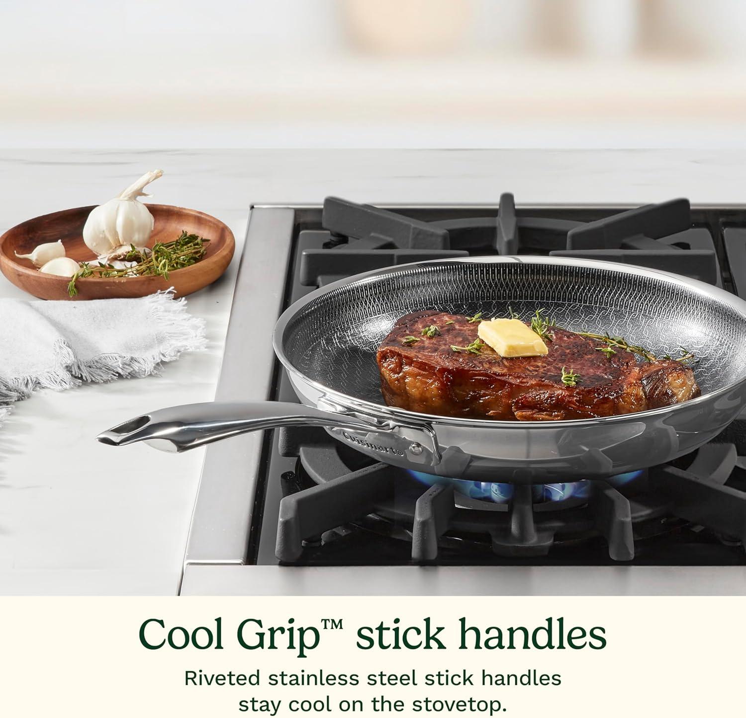 imageCuisinart FusionElite Nonstick TriPly Stainless Steel Skillet 12 Skillet Frying Pan with Helper PURELYSEAR Ceramic Nonstick Technology Scratch Proof Cool Grip Handles Dishwasher Safe6 pc Skillet Set