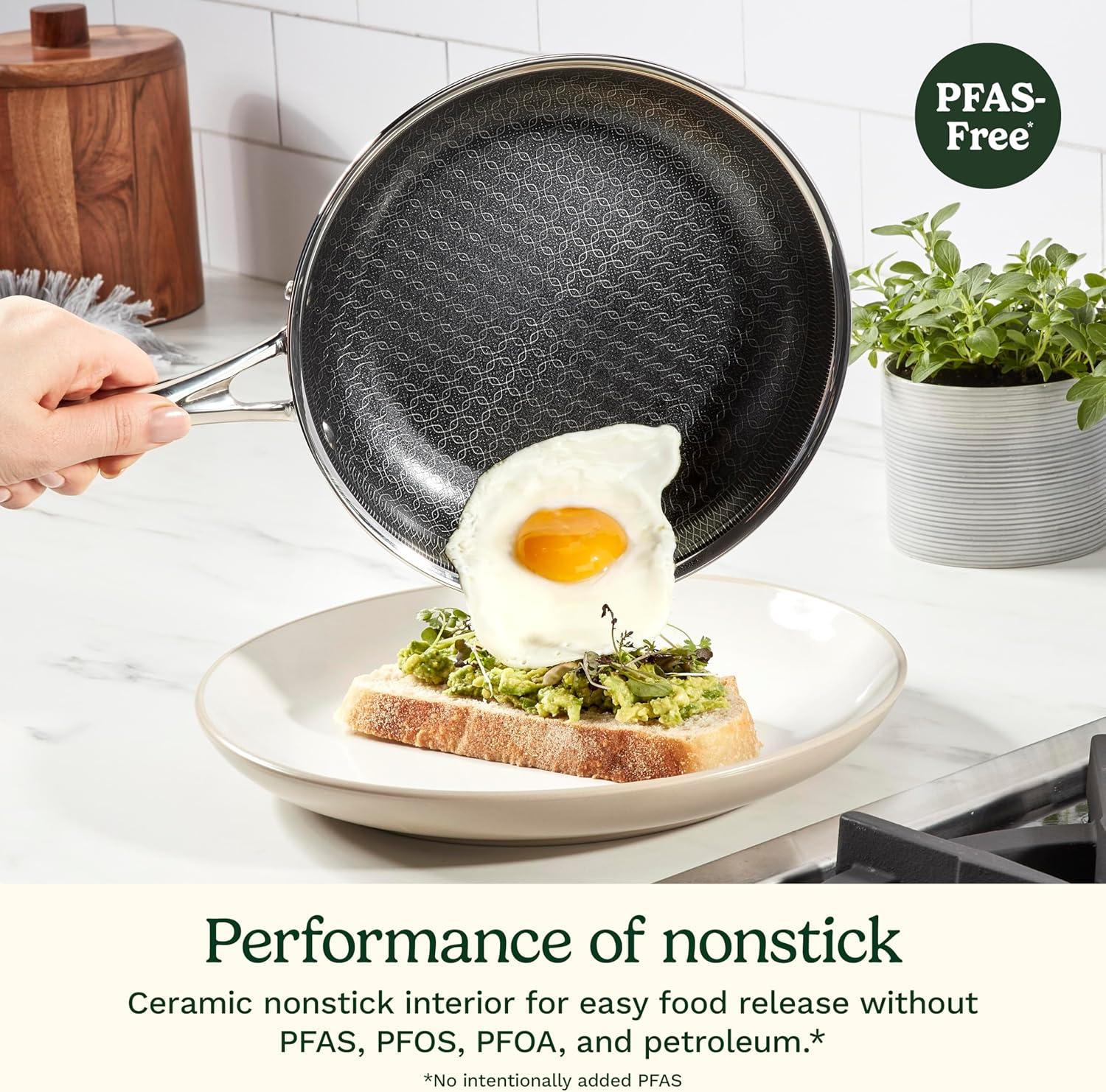 imageCuisinart FusionElite Nonstick TriPly Stainless Steel Skillet 12 Skillet Frying Pan with Helper PURELYSEAR Ceramic Nonstick Technology Scratch Proof Cool Grip Handles Dishwasher Safe6 pc Skillet Set