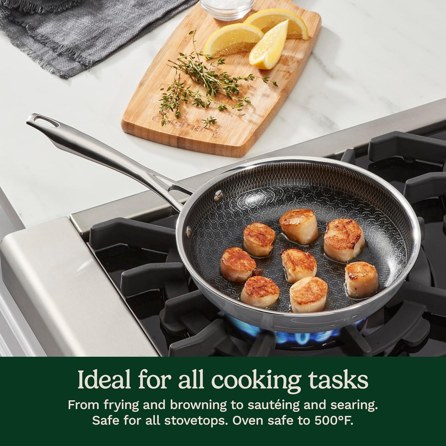 imageCuisinart FusionElite Nonstick TriPly Stainless Steel Skillet 12 Skillet Frying Pan with Helper PURELYSEAR Ceramic Nonstick Technology Scratch Proof Cool Grip Handles Dishwasher Safe8inch Skillet