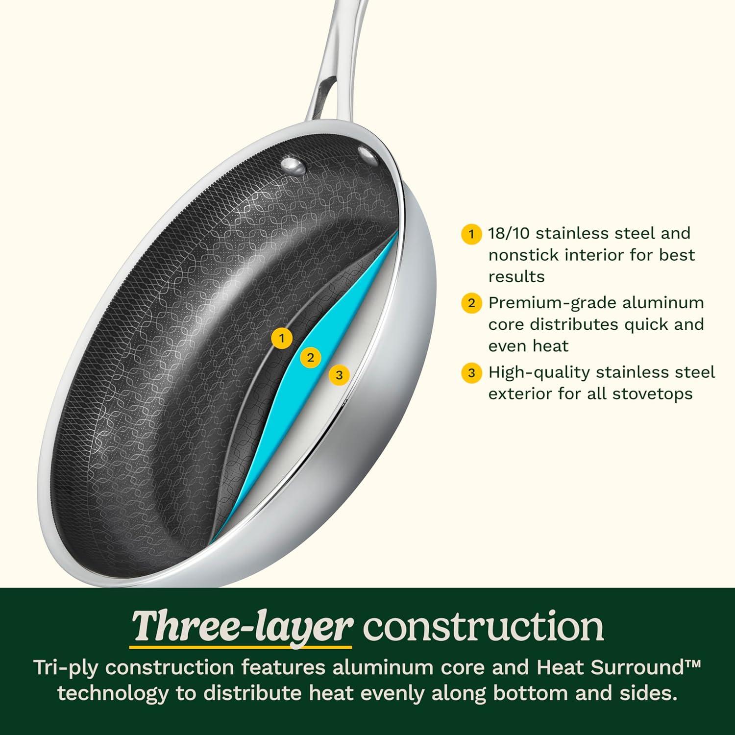 imageCuisinart FusionElite Nonstick TriPly Stainless Steel Skillet 12 Skillet Frying Pan with Helper PURELYSEAR Ceramic Nonstick Technology Scratch Proof Cool Grip Handles Dishwasher Safe12inch Skillet