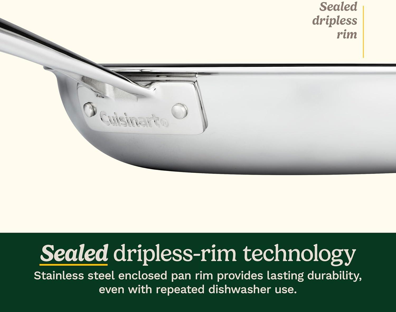 imageCuisinart FusionElite Nonstick TriPly Stainless Steel Skillet 12 Skillet Frying Pan with Helper PURELYSEAR Ceramic Nonstick Technology Scratch Proof Cool Grip Handles Dishwasher Safe8inch Skillet