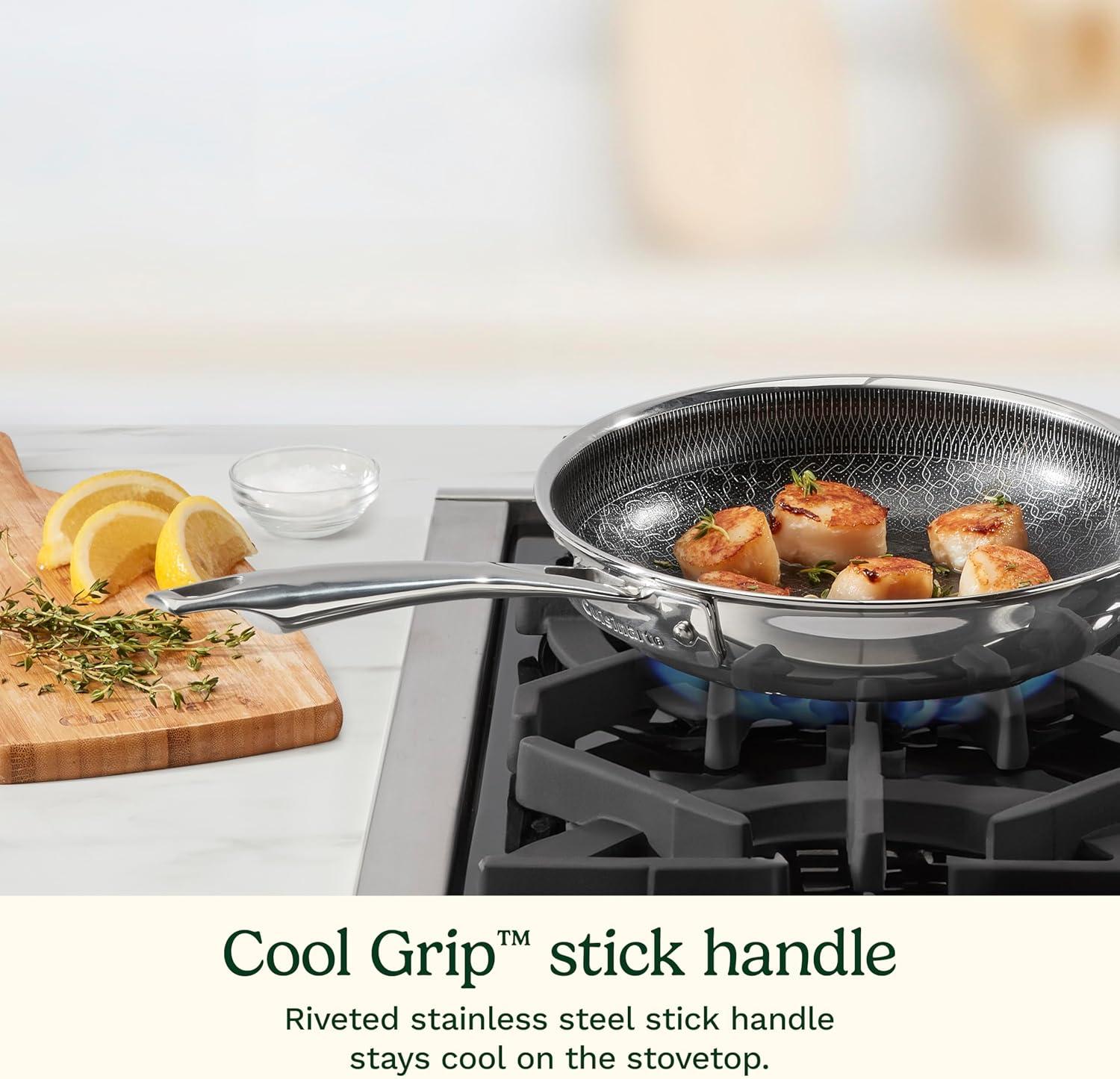 imageCuisinart FusionElite Nonstick TriPly Stainless Steel Skillet 12 Skillet Frying Pan with Helper PURELYSEAR Ceramic Nonstick Technology Scratch Proof Cool Grip Handles Dishwasher Safe8inch Skillet