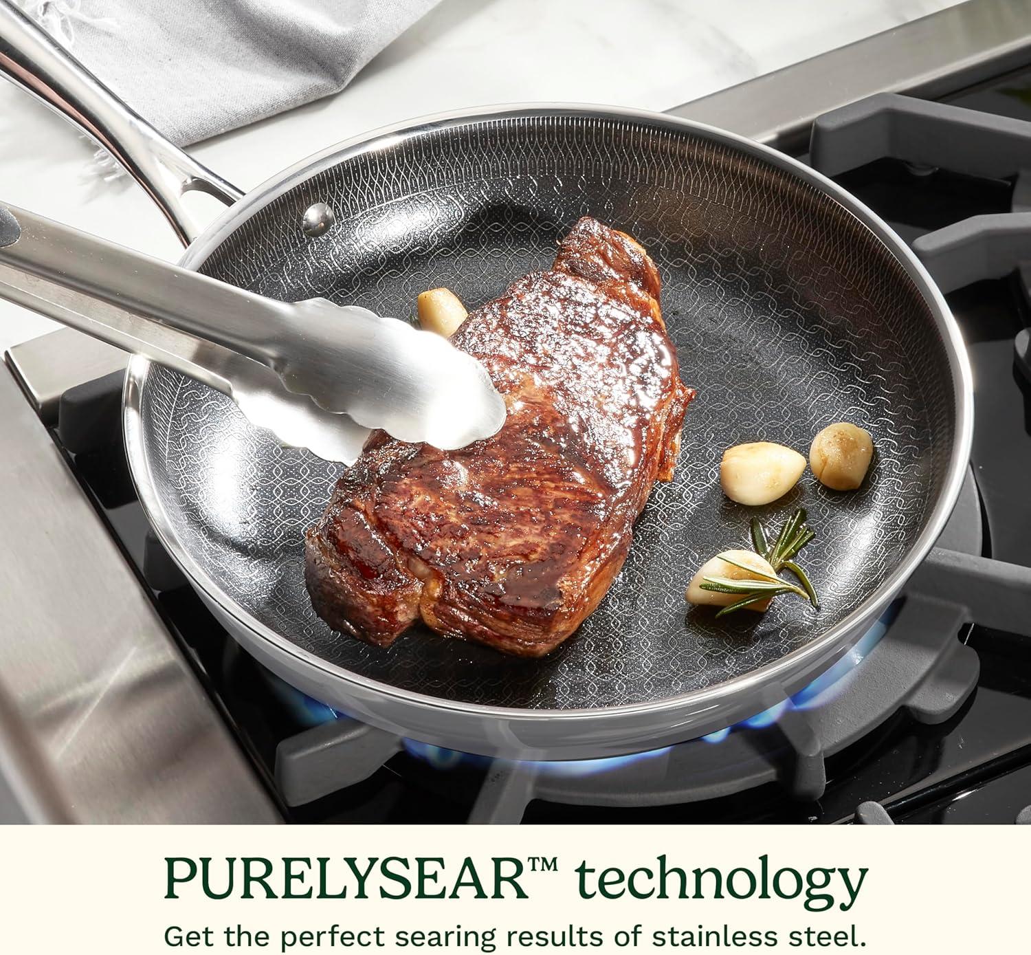 imageCuisinart FusionElite Nonstick TriPly Stainless Steel Skillet 12 Skillet Frying Pan with Helper PURELYSEAR Ceramic Nonstick Technology Scratch Proof Cool Grip Handles Dishwasher Safe8inch Skillet