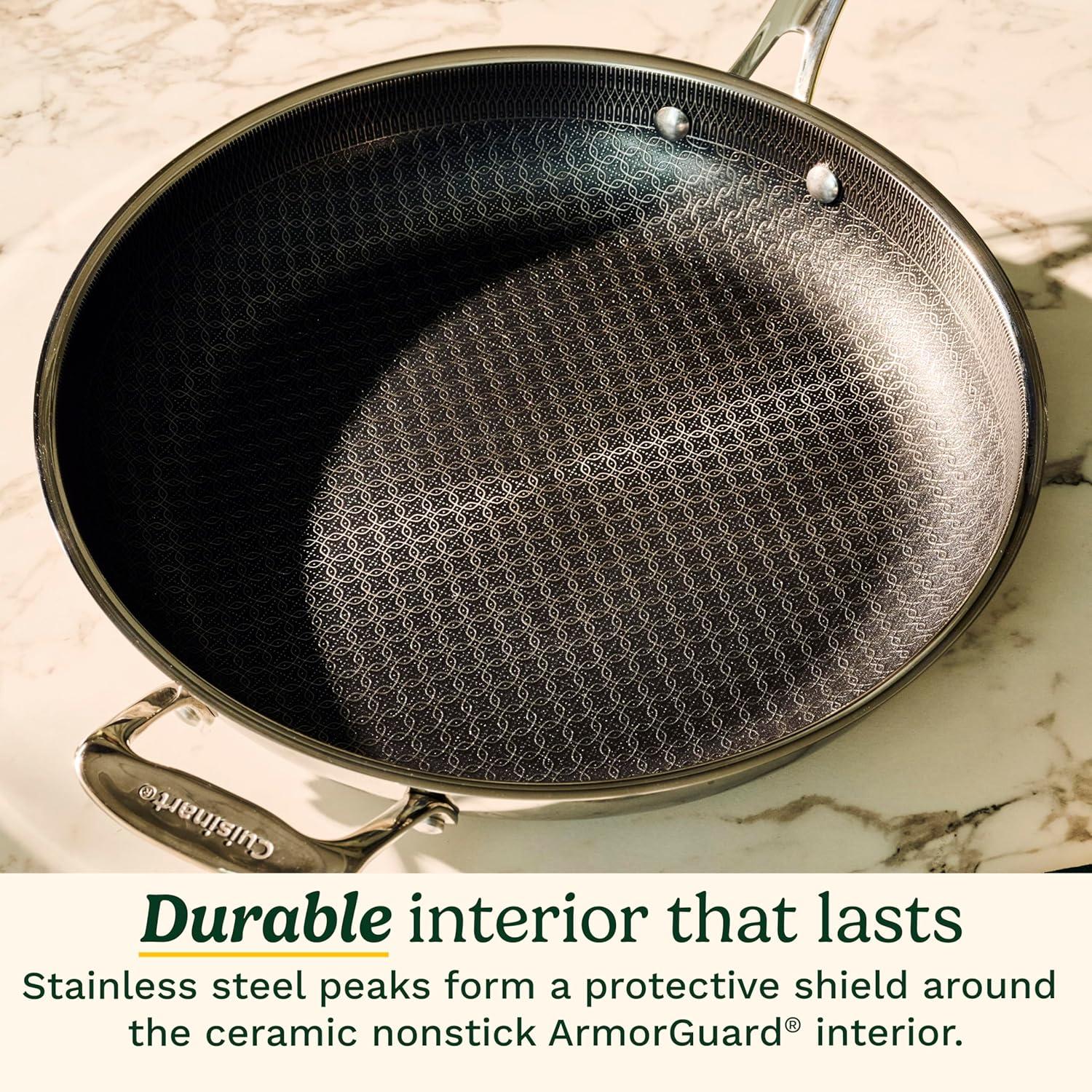 imageCuisinart FusionPlus Nonstick Stainless Steel Cookware 12Inch Everyday Pan with Cover PFASFree PURELYSEAR Ceramic Technology Scratch Proof Wide Grip Handles Dishwasher Safe FPS2530D12inch Pan