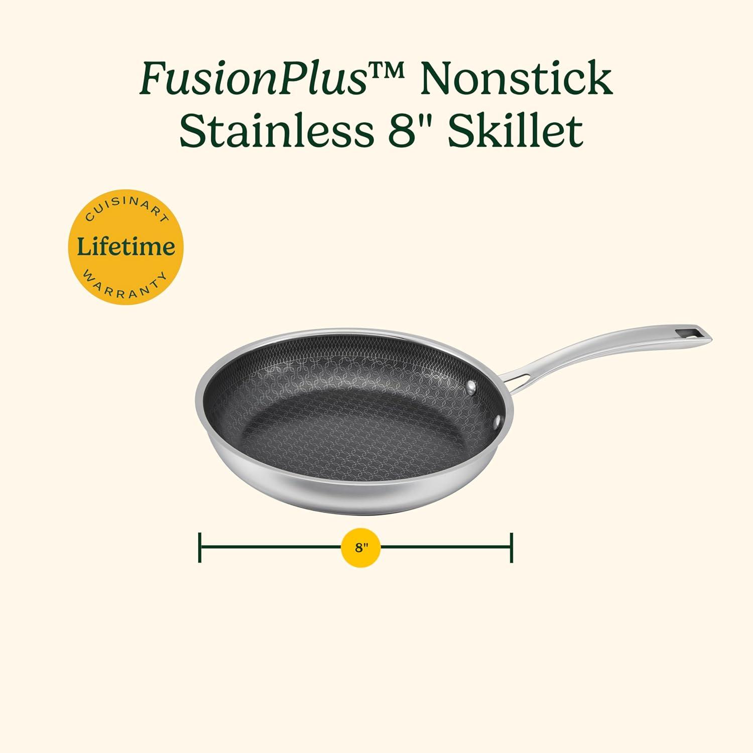 imageCuisinart FusionPlus Nonstick Stainless Steel Cookware 12Inch Everyday Pan with Cover PFASFree PURELYSEAR Ceramic Technology Scratch Proof Wide Grip Handles Dishwasher Safe FPS2530D12inch Pan