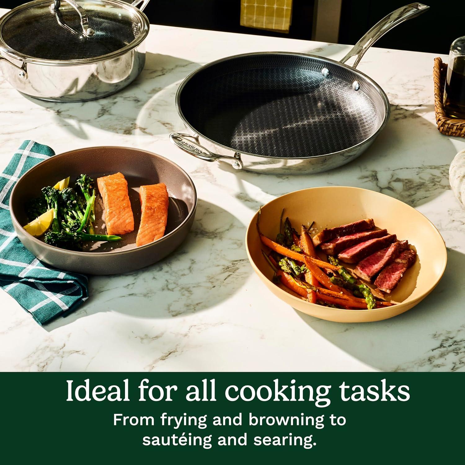 imageCuisinart FusionPlus Nonstick Stainless Steel Cookware 12Inch Everyday Pan with Cover PFASFree PURELYSEAR Ceramic Technology Scratch Proof Wide Grip Handles Dishwasher Safe FPS2530D12inch Pan