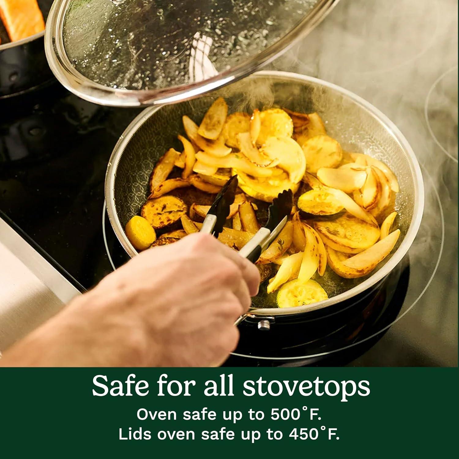 imageCuisinart FusionPlus Nonstick Stainless Steel Cookware 12Inch Everyday Pan with Cover PFASFree PURELYSEAR Ceramic Technology Scratch Proof Wide Grip Handles Dishwasher Safe FPS2530D12inch Round Griddle