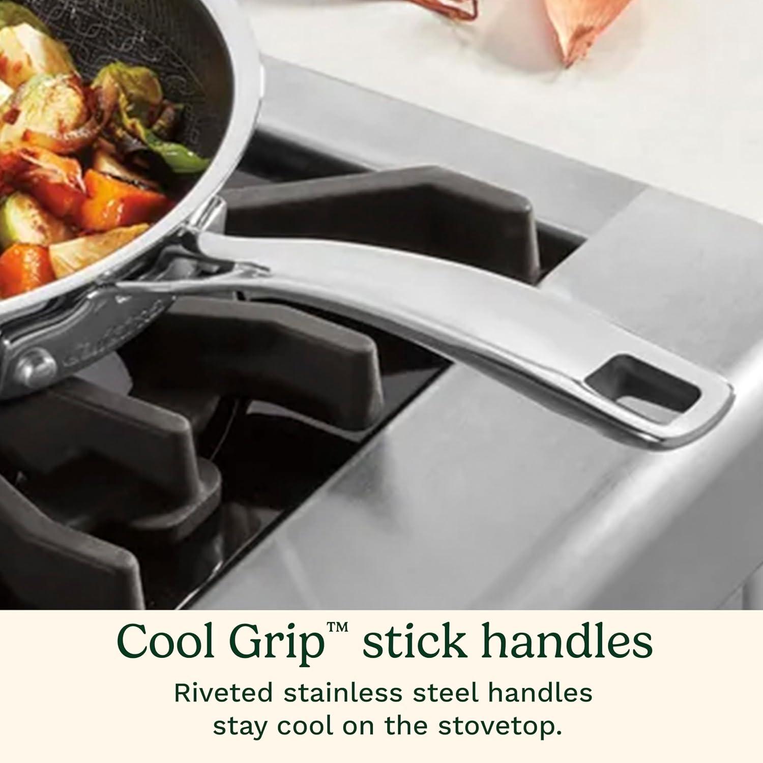 imageCuisinart FusionPlus Nonstick Stainless Steel Cookware 12Inch Everyday Pan with Cover PFASFree PURELYSEAR Ceramic Technology Scratch Proof Wide Grip Handles Dishwasher Safe FPS2530D12inch Round Griddle