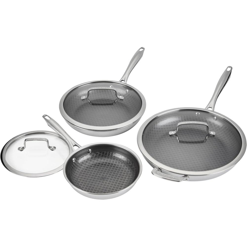 imageCuisinart FusionElite Nonstick TriPly Stainless Steel Skillet 12 Skillet Frying Pan with Helper PURELYSEAR Ceramic Nonstick Technology Scratch Proof Cool Grip Handles Dishwasher Safe6 pc Skillet Set