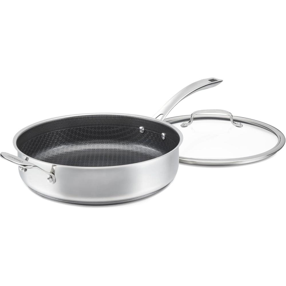 imageCuisinart FusionPlus Nonstick Stainless Steel Cookware 12Inch Everyday Pan with Cover PFASFree PURELYSEAR Ceramic Technology Scratch Proof Wide Grip Handles Dishwasher Safe FPS2530D5quart Saute Pan