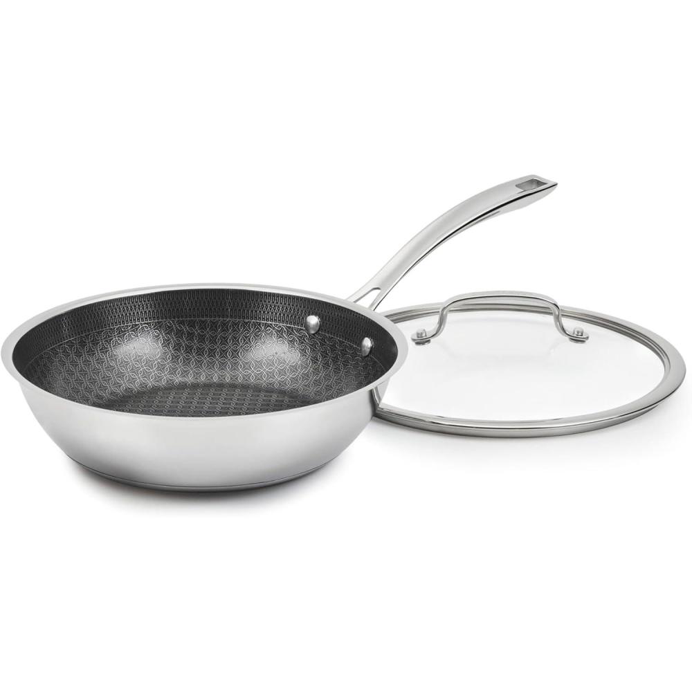 imageCuisinart FusionPlus Nonstick Stainless Steel Cookware 12Inch Everyday Pan with Cover PFASFree PURELYSEAR Ceramic Technology Scratch Proof Wide Grip Handles Dishwasher Safe FPS2530D1025inch Deep Fry