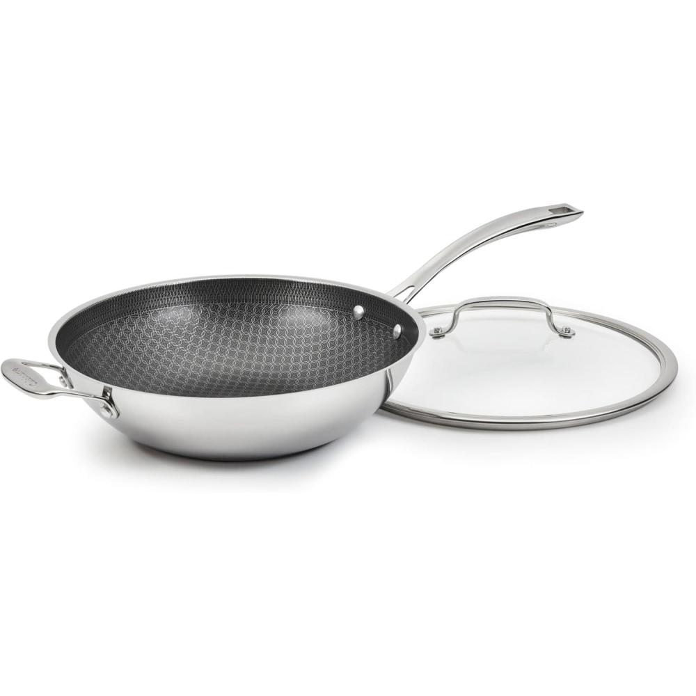 imageCuisinart FusionPlus Nonstick Stainless Steel Cookware 12Inch Wok Pan with Cover and Helper PFASFree PURELYSEAR Ceramic Technology Scratch Proof Cool Grip Handles Dishwasher Safe FPS2630HC