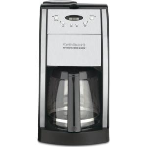 Cuisinart Automatic Grind & Brew 12-Cup Coffee Maker with Blade Grinder, Programmable Coffee Machine Glass Carafe with 1-4 Cup Setting, Brew Pause, Grind-Off Option, DGB-400NAS, Black/Stainless Steel(Brushed Metal)