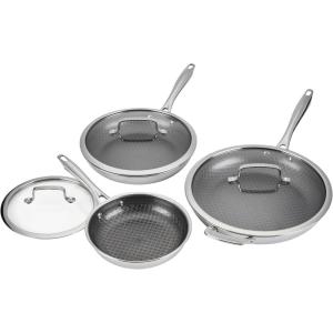 Cuisinart FusionElite+ Nonstick Tri-Ply Stainless Steel Skillet, 12″ Skillet Frying Pan with Helper, PURELYSEAR Ceramic Nonstick Technology, Scratch Proof, Cool Grip Handles, Dishwasher Safe(6 pc Skillet Set)