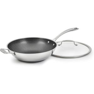 Cuisinart FusionPlus Nonstick Stainless Steel Cookware, 12-Inch Wok Pan with Cover and Helper, PFAS-Free PURELYSEAR Ceramic Technology, Scratch Proof, Cool Grip Handles, Dishwasher Safe, FPS26-30HC