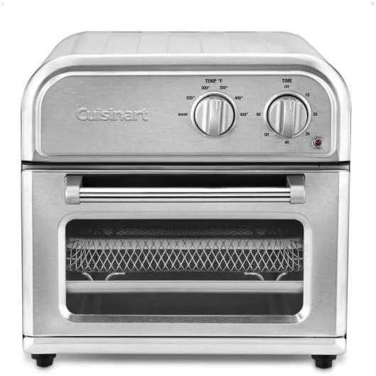 imageCuisinart Compact Air Fryer Toaster Oven Stainless Steel Fryer with 6in1 Functions Adjustable Temperature Includes Oven Rack Baking Pan and Air Fry Basket TOA26Stainless Steel
