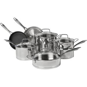 Cuisinart 11-Piece Cookware Set, Professional Stainless Steel, 89-11,Silver(11 PC)