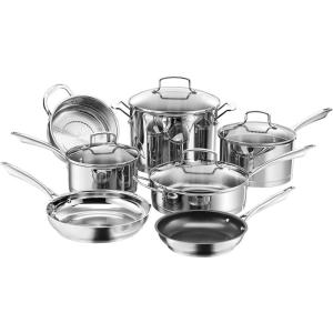 Cuisinart 11-Piece Cookware Set, Professional Stainless Steel, 89-11,Silver(11-Piece Set)