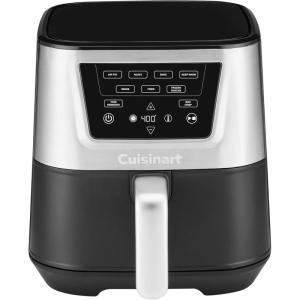 Cuisinart Air Fryer, Large 6-Quart Basket with 4 Cooking Functions to Air Fry, Bake, Roast, and Keep Warm, 3 Presets, PFAS-Free, Dishwasher-Safe Parts, AIR-180, Black & Stainless Steel