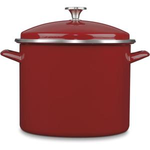 Cuisinart Enamel Stockpot with Cover, 16-Quart, Red(Red)