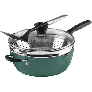 Cuisinart Preferred Pan 4-Pc Set – Stainless Steel (4.5 Qt. Multi-Purpose Pan w/Cover, Steamer, Slotted Turner)(Sensible Sage Green)