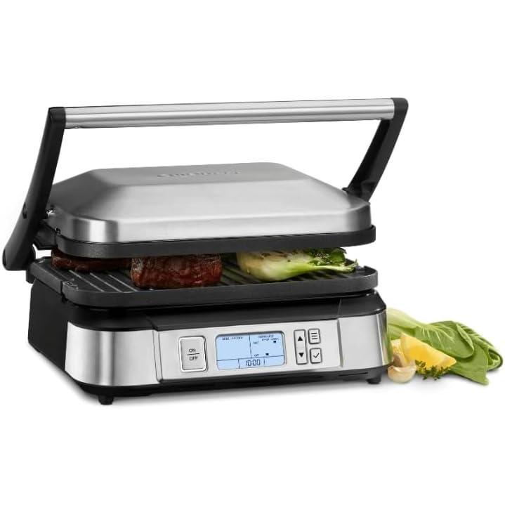 imageCuisinart GR11 Griddler 3in1 Grill and Panini Press SilverNew Smokeless Griddler