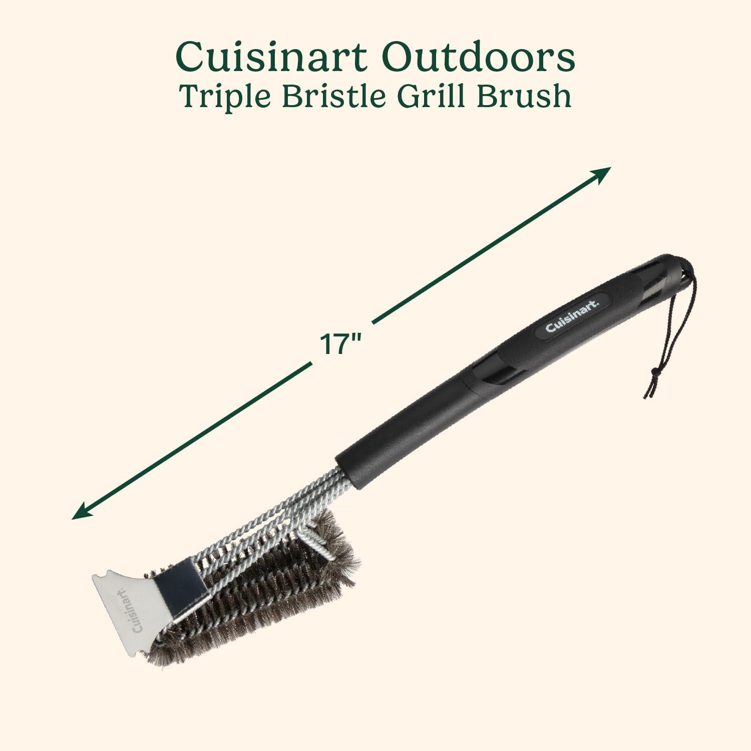 imageCuisinart Triple Coil Brush 17 Stainless Steel Grill Brush with Wide Scraper for All Grates Bristle Free Grilling Accessory for Worry Free Cleaning Perfect for BBQs Cookout amp Tailgate Cleaning17x26x75