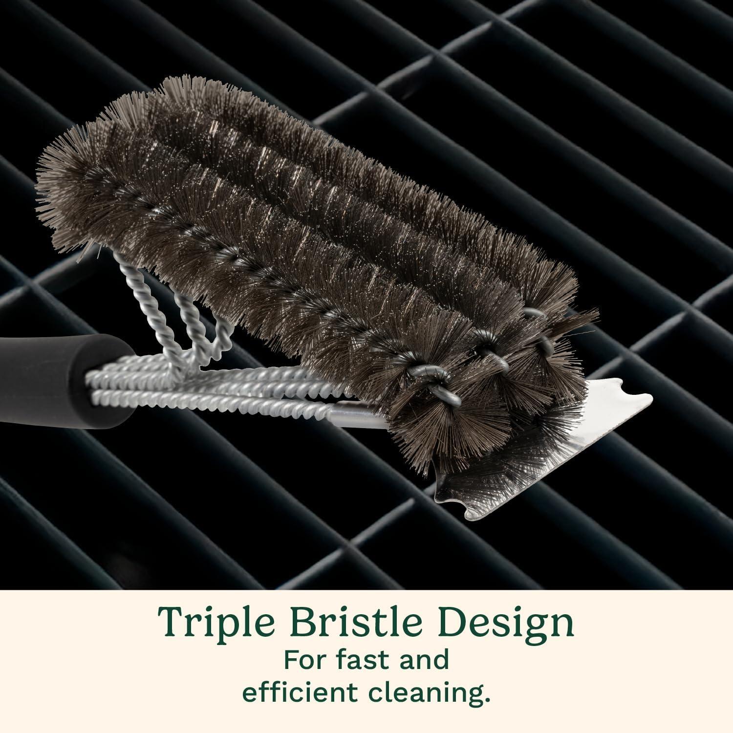 imageCuisinart Triple Coil Brush 17 Stainless Steel Grill Brush with Wide Scraper for All Grates Bristle Free Grilling Accessory for Worry Free Cleaning Perfect for BBQs Cookout amp Tailgate Cleaning17x26x75