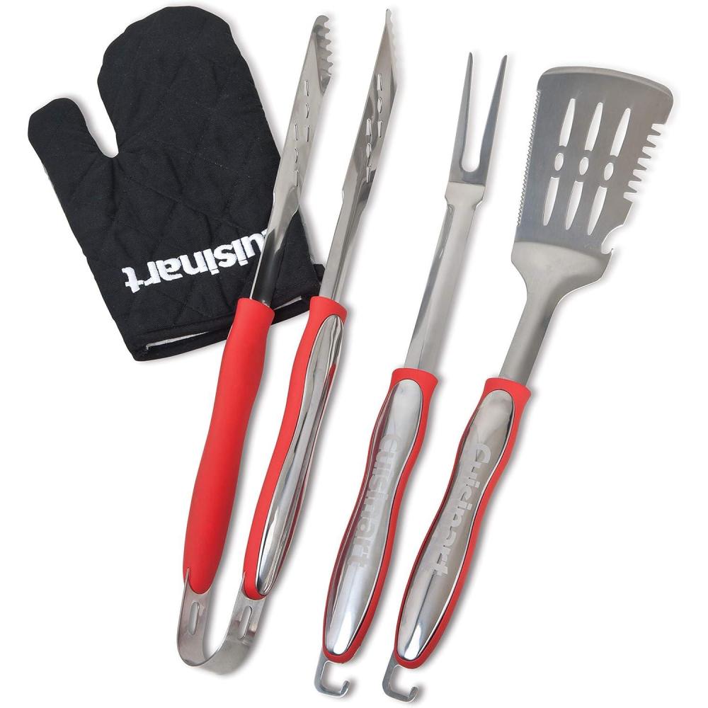 imageCuisinart CGS134 Grilling Tool Set with Grill Glove Red 3PieceRed