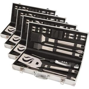 Cuisinart Deluxe Grill Tool Set, 20-Piece Grill Set, BBQ Accessories with Aluminum Case, Stainless Steel Grilling Accessories, BBQ tools, Grilling Gifts for Men, Father’s Day Gifts for Dad Husband(20-Piece Set (Pack of 4))