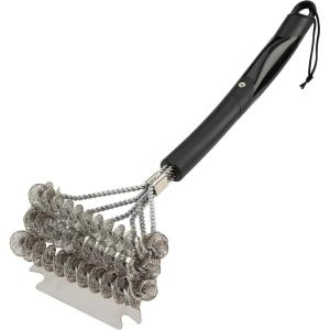 Cuisinart Triple Coil Brush, 17” Stainless Steel Grill Brush with Wide Scraper for All Grates, Bristle Free Grilling Accessory for Worry Free Cleaning, Perfect for BBQs, Cookout & Tailgate Cleaning(17″x6.1″x8.8″)