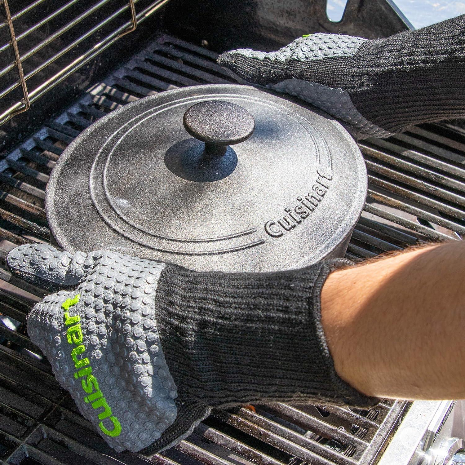 imageCuisinart Heat Resistant Silicone Grilling Gloves for Indoor and Outdoor Cooking Grilling One SizeHeat Resistant Grill Gloves