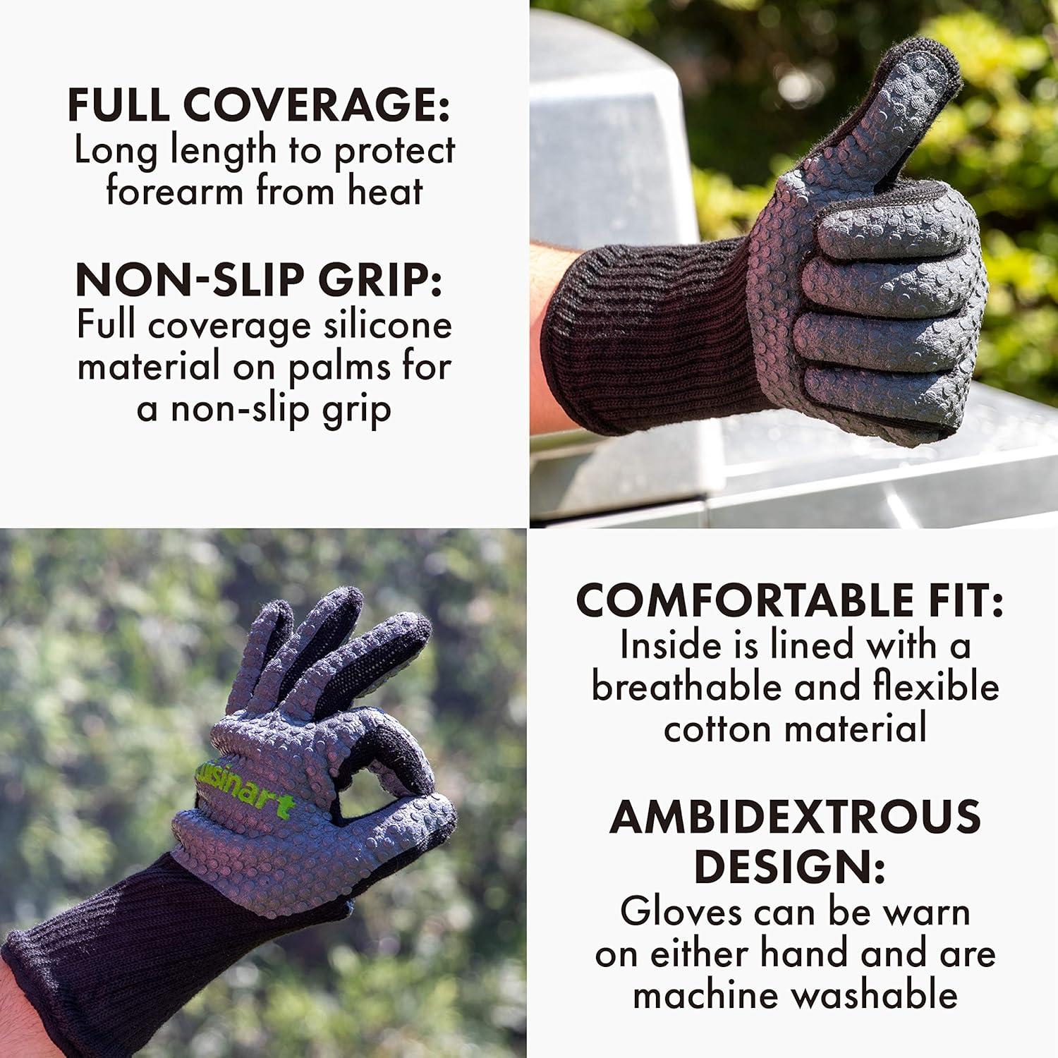 imageCuisinart Heat Resistant Silicone Grilling Gloves for Indoor and Outdoor Cooking Grilling One SizeHeat Resistant Grill Gloves