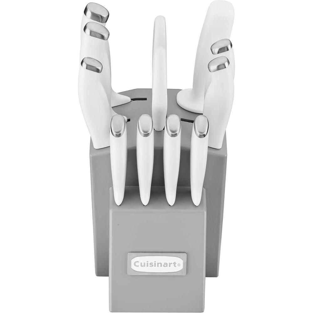 imageCuisinart Block Knife Set 12pc Cutlery Knife Set with Steel Blades for Precise Cutting Lightweight Stainless Steel Durable amp Dishwasher Safe C77SSW12PGreyWhite