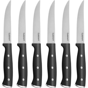 Black Triple Rivet 6pc Steak Knife Set(Black)