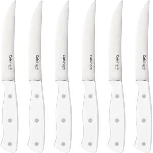 Black Triple Rivet 6pc Steak Knife Set(Stainless Steel with White)