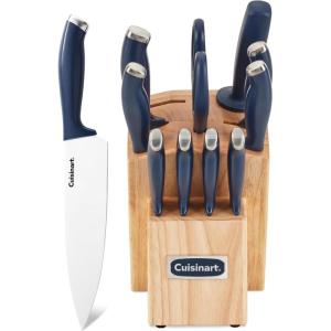 Cuisinart Block Knife Set, 12pc Cutlery Knife Set with Steel Blades for Precise Cutting, Lightweight, Stainless Steel, Durable & Dishwasher Safe, C77SSW-12P(Navy)