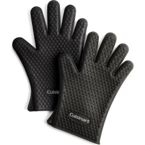 Cuisinart Heat Resistant Silicone Grilling Gloves for Indoor and Outdoor Cooking, Grilling, One Size(Heat Resistant Silicone Gloves  2-Pack)