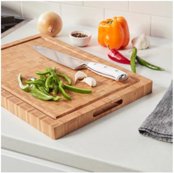 imageCuisinart 17 Reversible End Grain Bamboo Cutting Board Embedded Handles