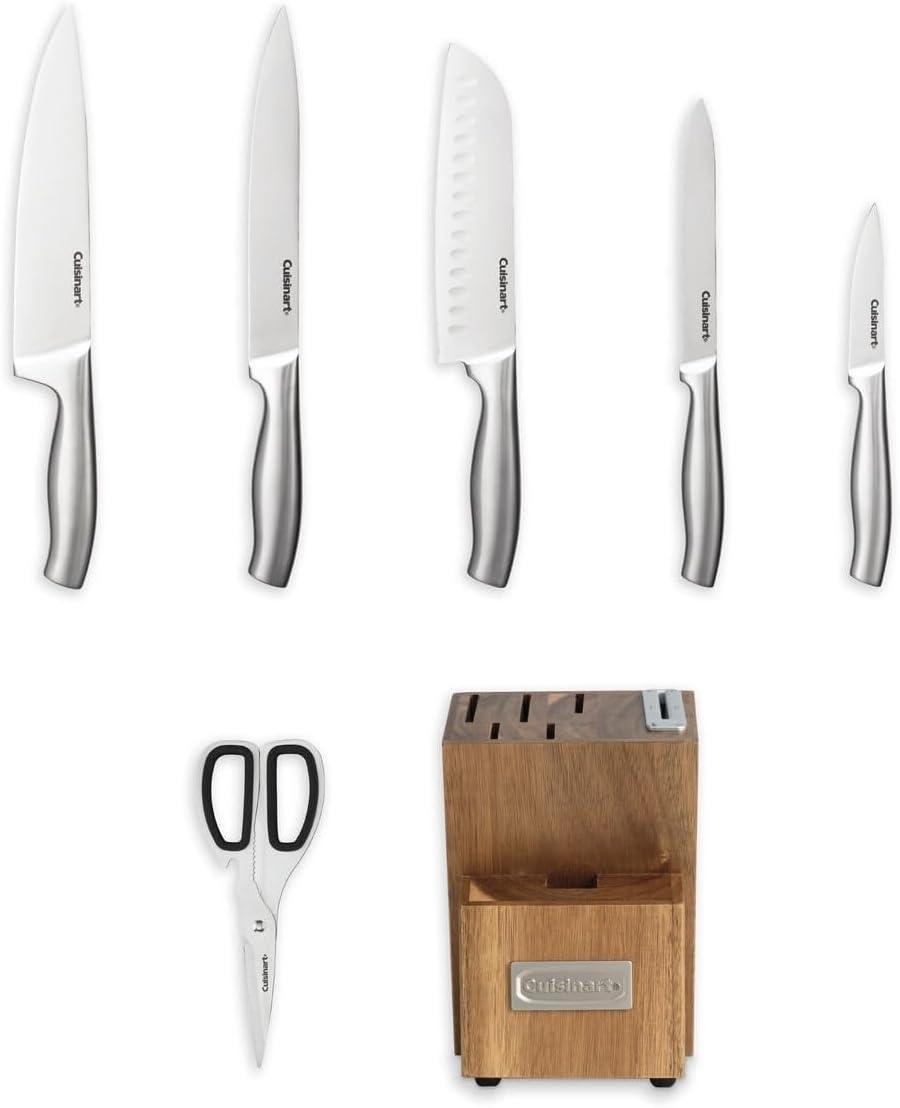 imageCuisinart 7 Pc Stainless Steel Essentials Cutlery Block Set with Built in Sharpener
